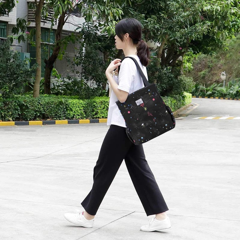 KAMO Floral Tote Bag - Waterproof Lightweight Handbags Travel Shoulder Bag for Hiking Yoga Gym Swimming Travel Beach - Image 2